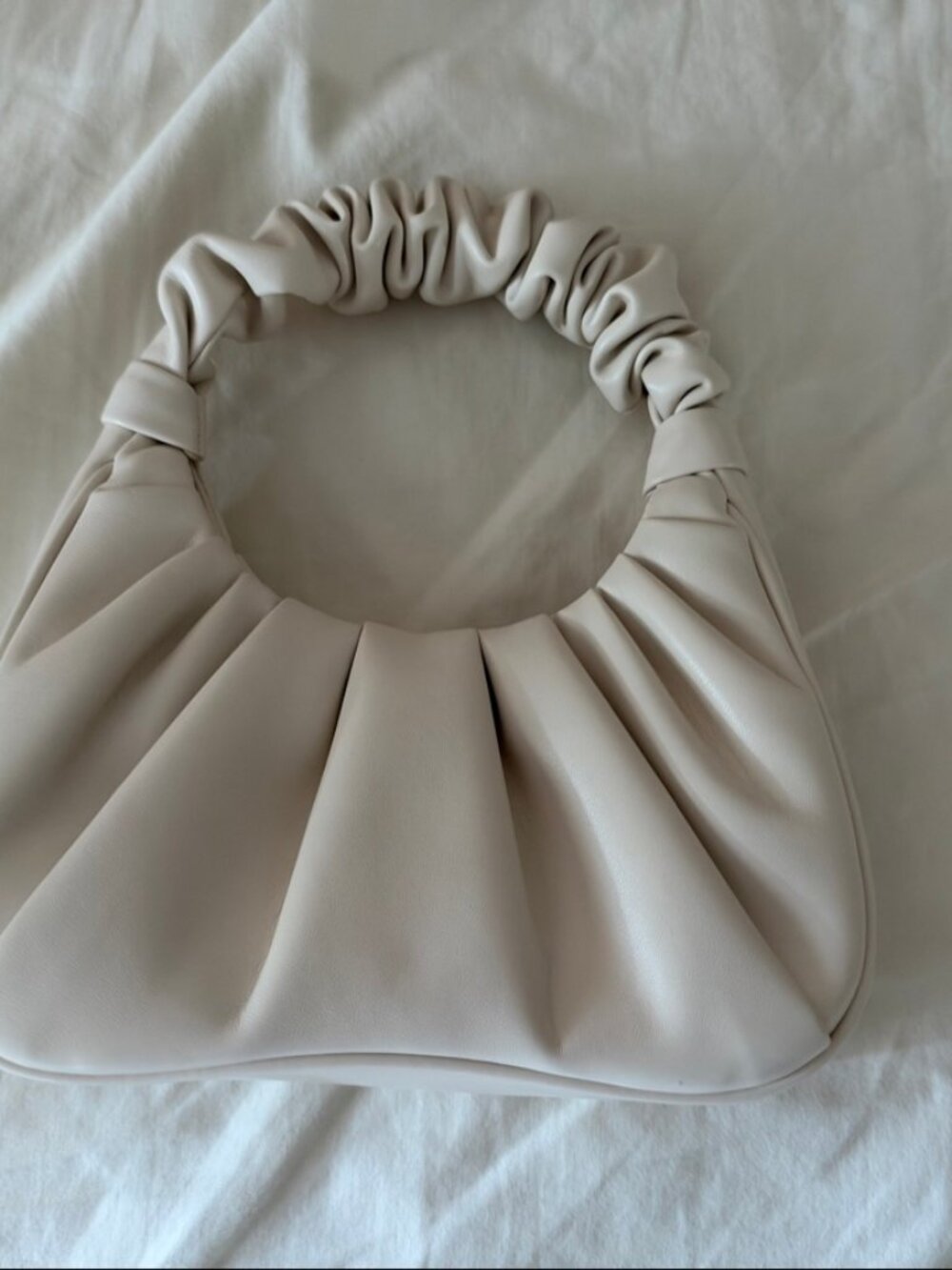 JW PEI Gabbi Ruched Shoulder Bag Ivory Cream Vegan Leather